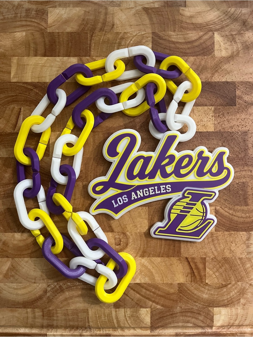 Los Angeles Lakers Purple Yellow White Chain Necklace